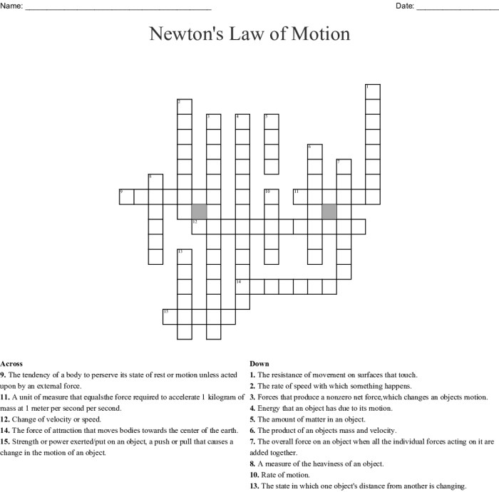 Force and motion word search answers