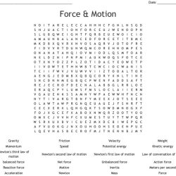 Force and motion word search answers